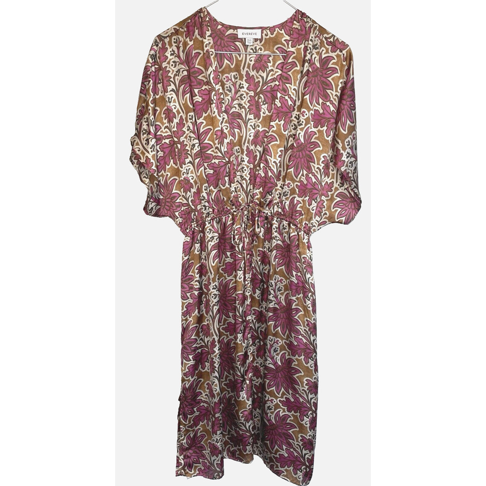 Evereve Women’s tie-front midi kimono duster Sz XS/S vacation festival boho